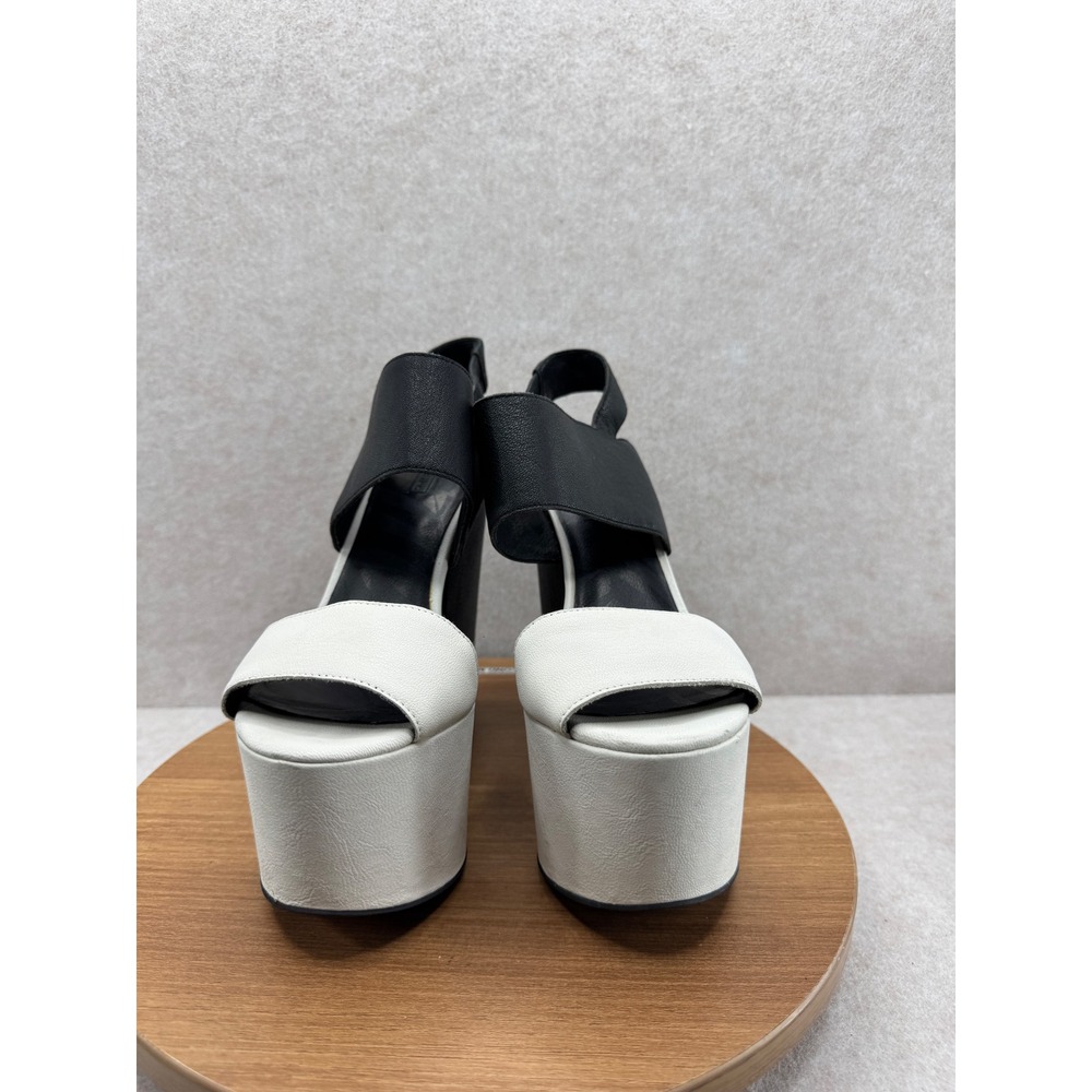 Matiko Platform Sandals 8 Black White Colorblock Chunky Block Heel Avant Garde - Picture 2 of 9